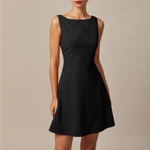 NWT RIHOAS The Black Boat Neck High Waisted Mini Dress
